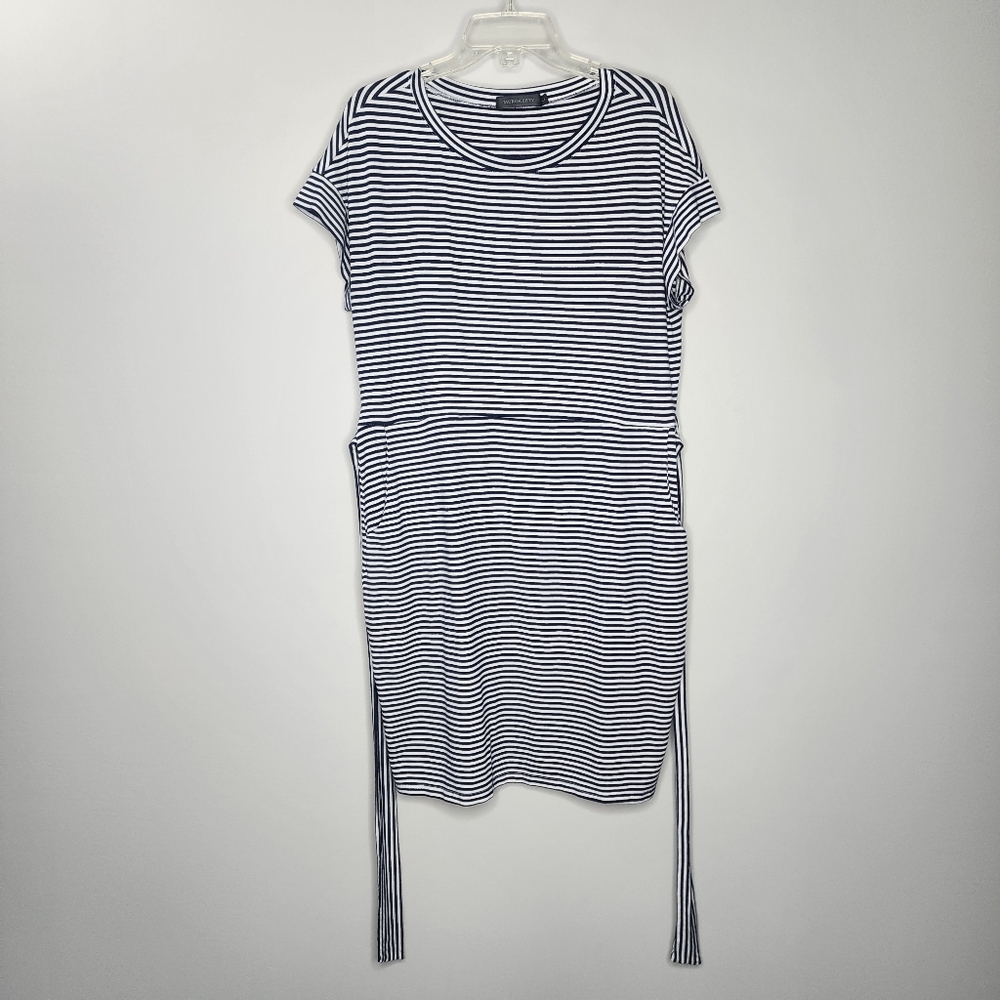 Merokeety Tshirt Tie Black and White Striped Dress